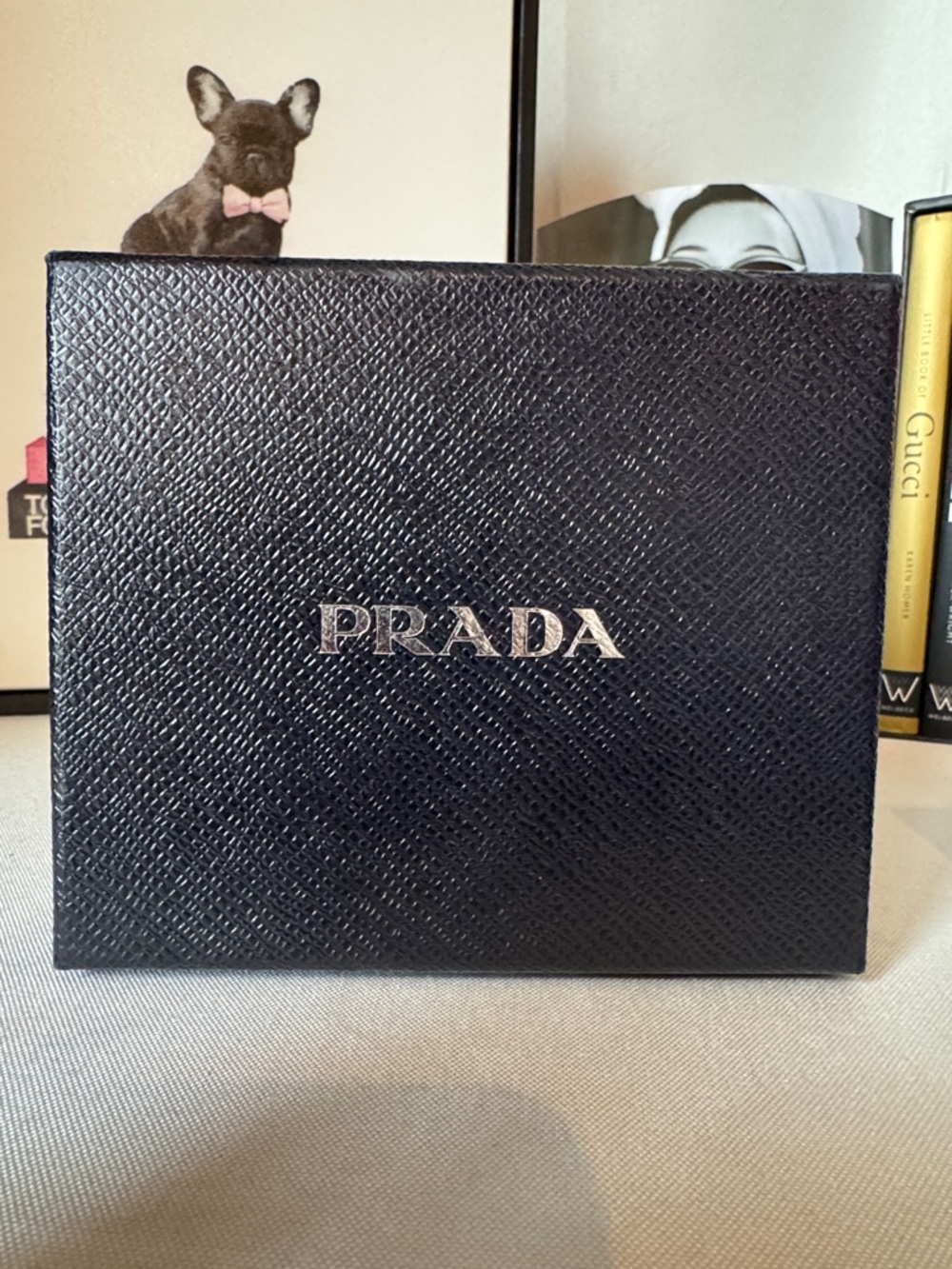 Prada Navy Saffiano Multicolor Leather Bifold Wallet with Gold Logo - Picture 3 of 14
